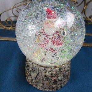 Glass Santa Snow globe with Faux Wooden Bottom